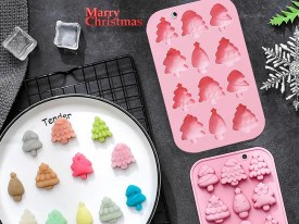 Molde silicona 12 arbolitos Navidad surtidos